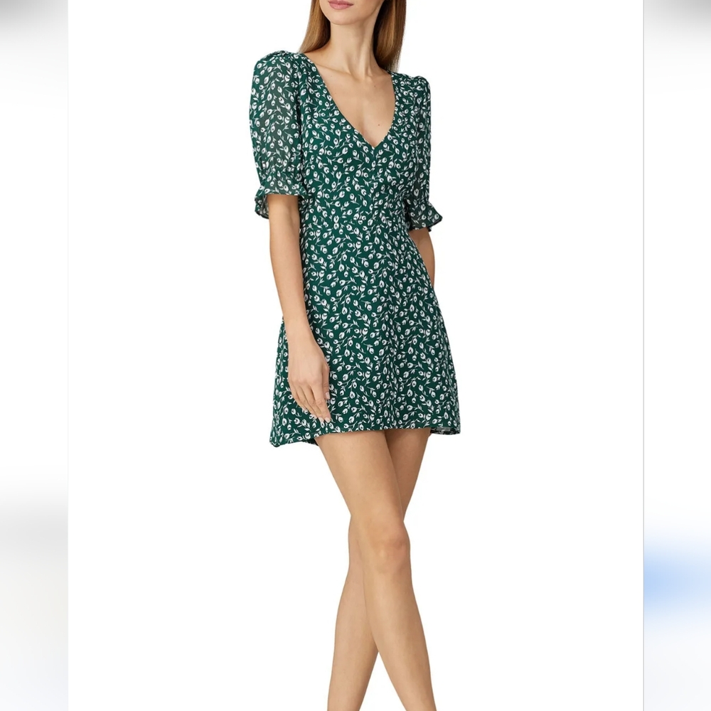 Reformation Green Floral Mini Dress